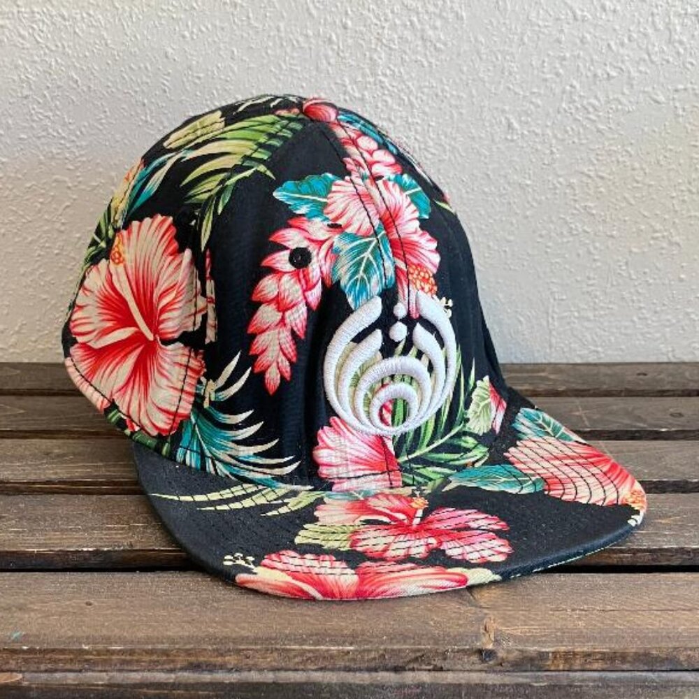 Bassnectar Floral Puffy Bassdrop Logo Tropical Pattern Adjustable Snap Back Hat